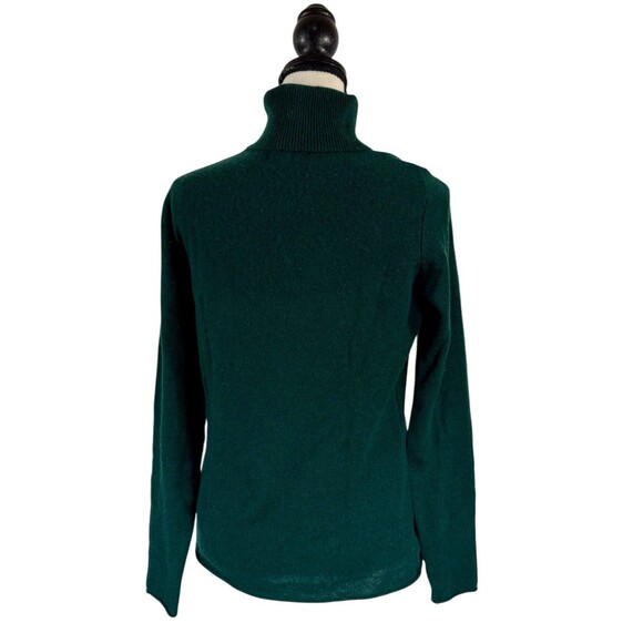 Neiman Marcus 100% Cashmere Rolled Edge Turtleneck Sweater Pullover Dark Green M - Picture 2 of 2